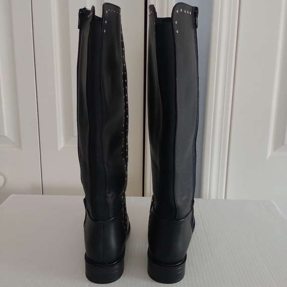 Steve Madden Steven Comfort Black Studded Leather Riding Boots Sz 6M - Picture 5 of 15